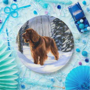 Irish Setter Let It Snow Christmas Paper Plate