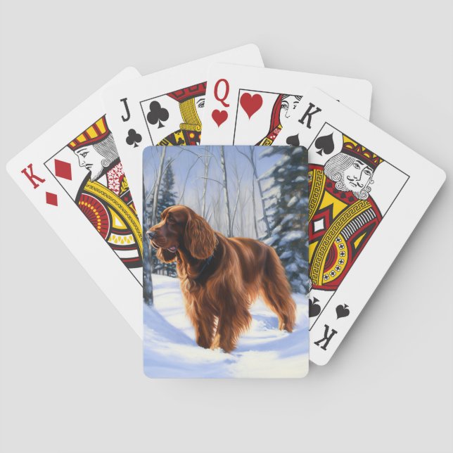Irish Setter Let It Snow Christmas Playing Cards (Back)