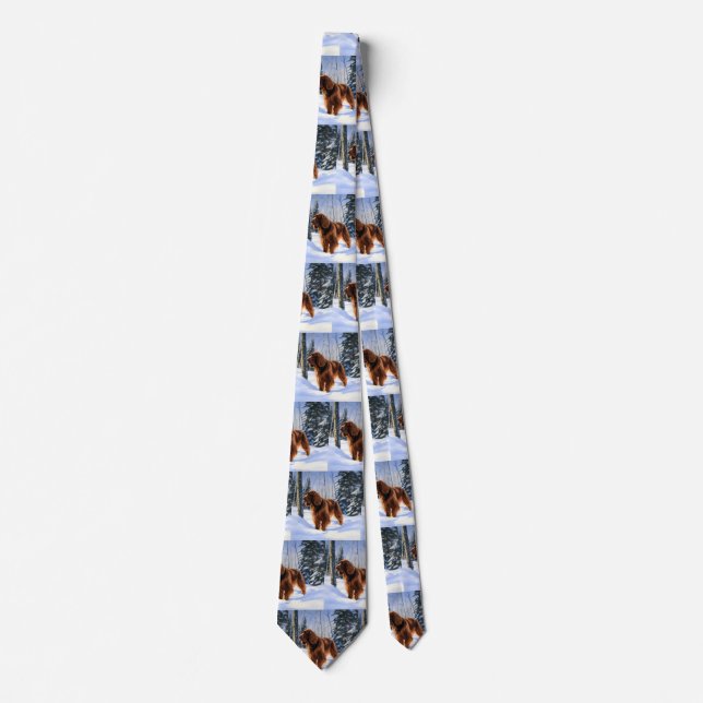 Irish Setter Let It Snow Christmas Tie (Front)