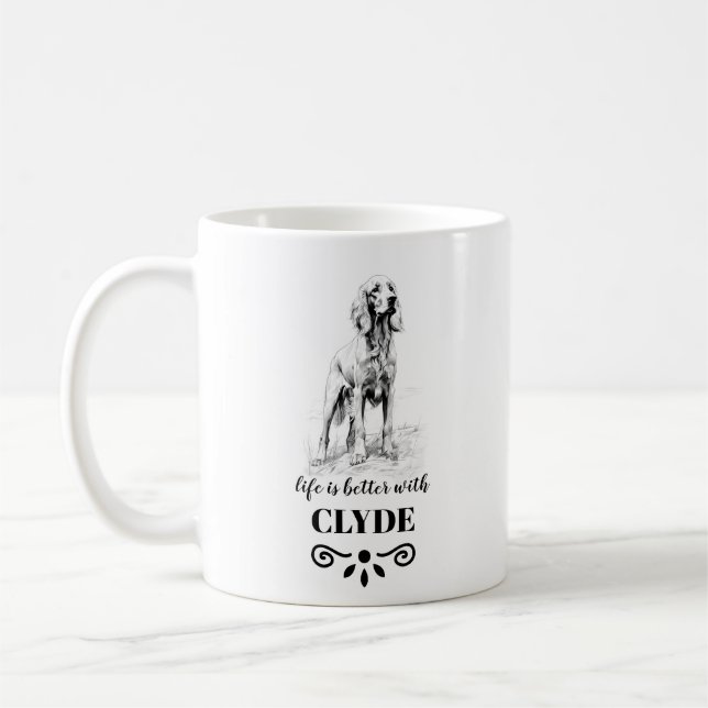 Irish Setter Life is better with Custom Dog Name Coffee Mug (Left)