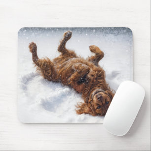 Irish Setter Making a Snow Angel Mouse Pad