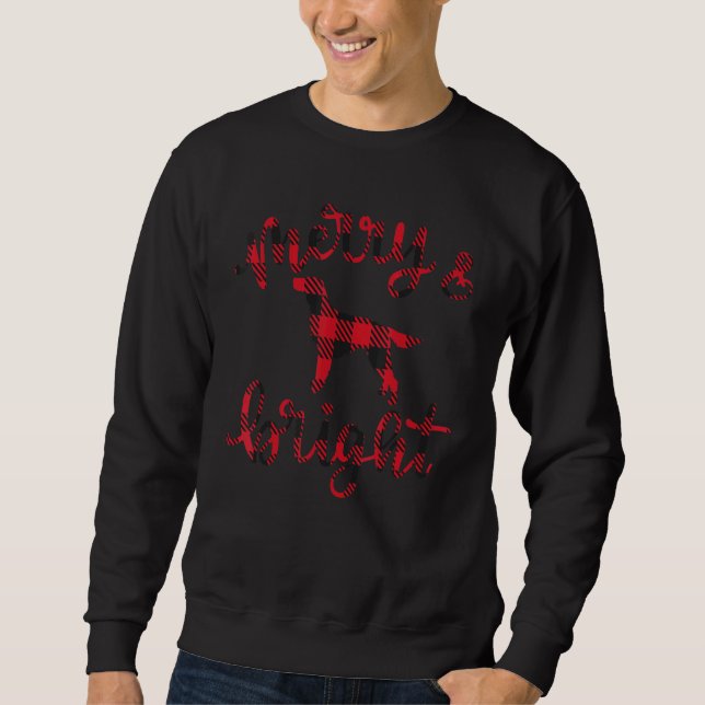Irish Setter Merry Christmas Buffalo Plaid Dog Cut Sweatshirt (Front)