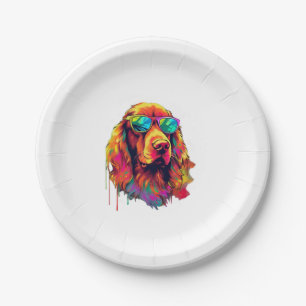 Irish Setter Neon Design Paper Plate