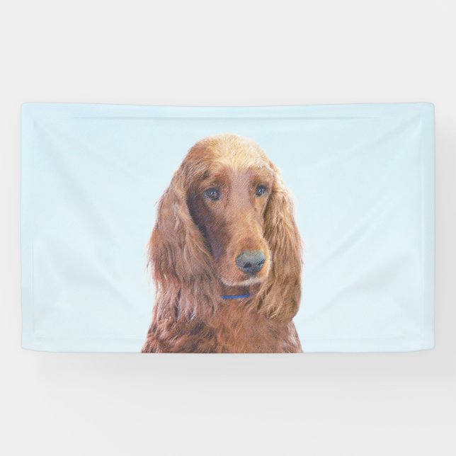 Irish Setter Painting - Cute Original Dog Art Banner (Horizontal)