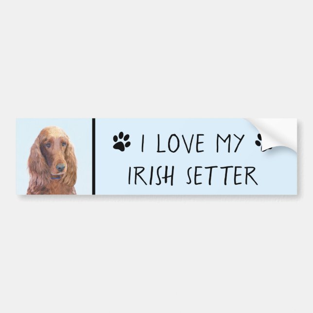 Irish Setter Painting - Cute Original Dog Art Bumper Sticker (Front)