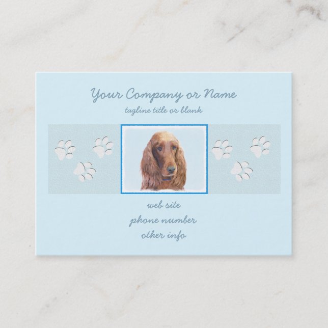 Irish Setter Painting - Cute Original Dog Art Business Card (Front)