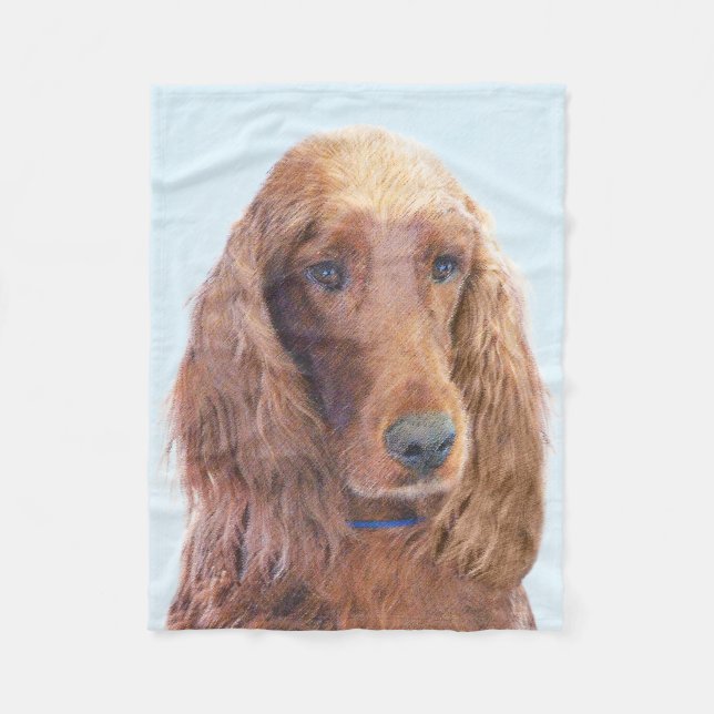 Irish Setter Painting - Cute Original Dog Art Fleece Blanket (Front)