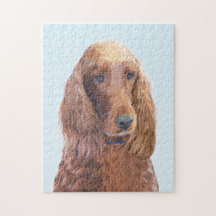 Irish Setter Painting - Cute Original Dog Art Jigsaw Puzzle