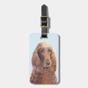 Irish Setter Painting - Cute Original Dog Art Luggage Tag