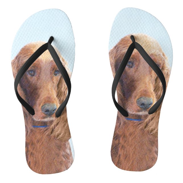 Irish Setter Painting - Cute Original Dog Art Thongs (Footbed)