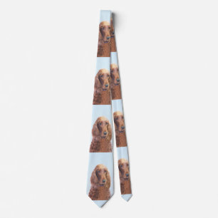 Irish Setter Painting - Cute Original Dog Art Tie