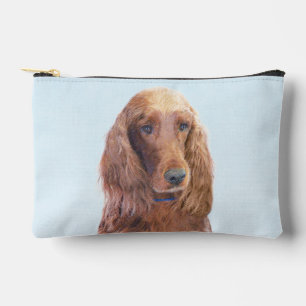 Irish Setter Painting Red Cute Original Dog Art Accessory Pouch
