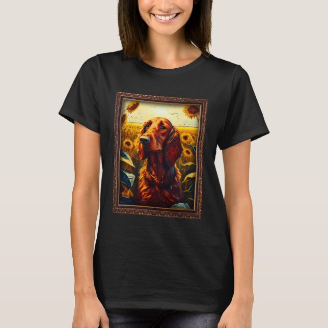 Irish Setter Painting Sunflower Flower Mom Women F T-Shirt (Front)