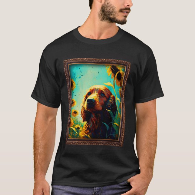 Irish Setter Painting Sunflower Flower Mum Women F T-Shirt (Front)
