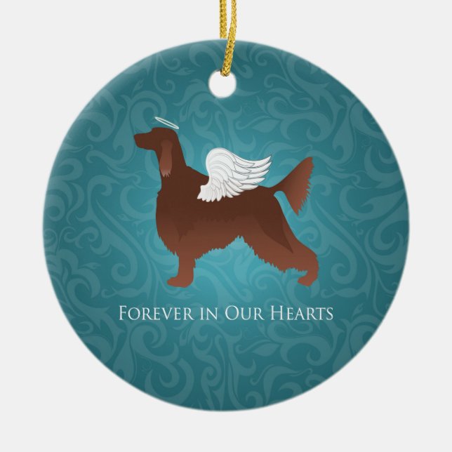 Irish Setter Pet Memorial Angel Dog Design Ceramic Ornament (Front)
