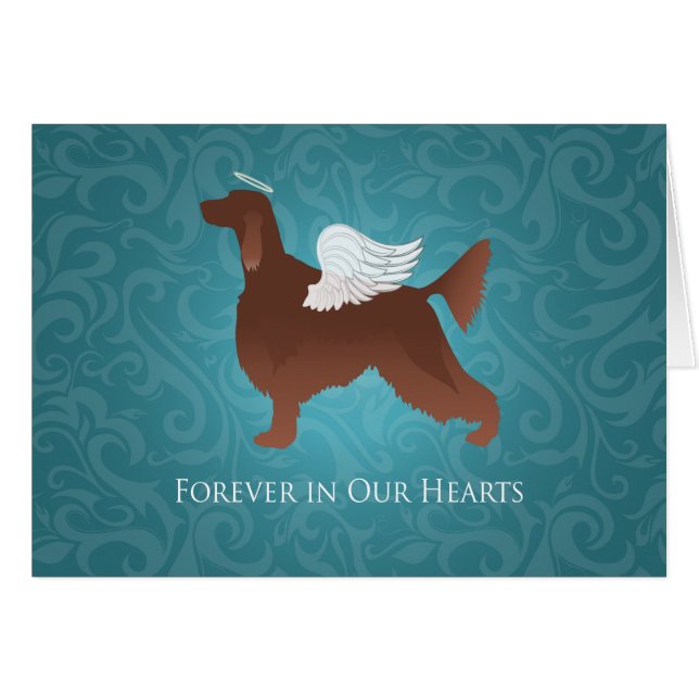 Irish Setter Pet Memorial Angel Dog Sympathy Card (Front Horizontal)