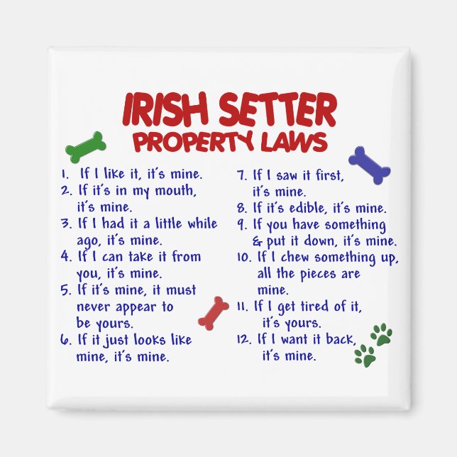 IRISH SETTER Property Laws 2 Magnet (Front)