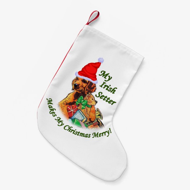 Irish Setter Puppy Christmas Small Christmas Stocking (Front (Hanging))