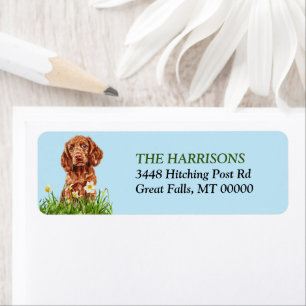 Irish Setter Puppy Daffodil Garden Return Address Label
