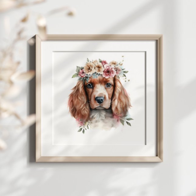 Irish Setter Puppy Pet Watercolor Flower Poster (Creator Uploaded)