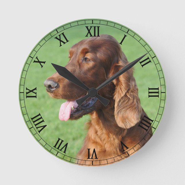 Irish Setter Round Clock (Front)