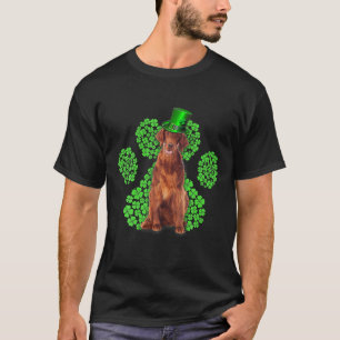 Irish Setter Shamrock Paw Clovers St Patrick's Day T-Shirt