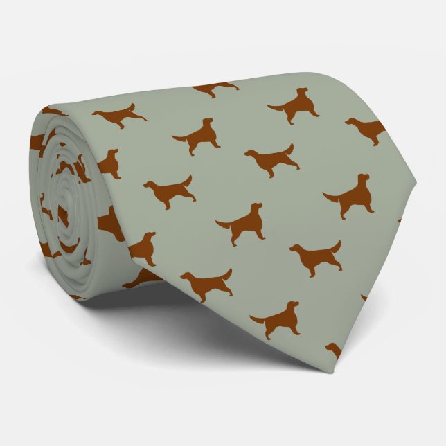 Irish Setter Silhouettes Pattern Dog Lover's Tie (Rolled)