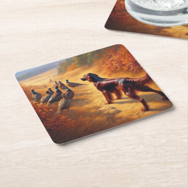 Irish Setter      Square Paper Coaster (Angled)