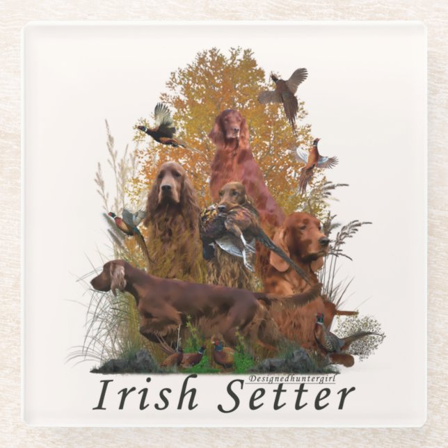 Irish Setter  Tapestry T-Shirt Keychain Button Squ Glass Coaster (Front)
