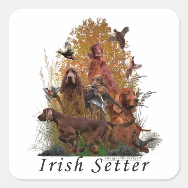 Irish Setter  Tapestry T-Shirt Keychain Button Square Sticker (Front)