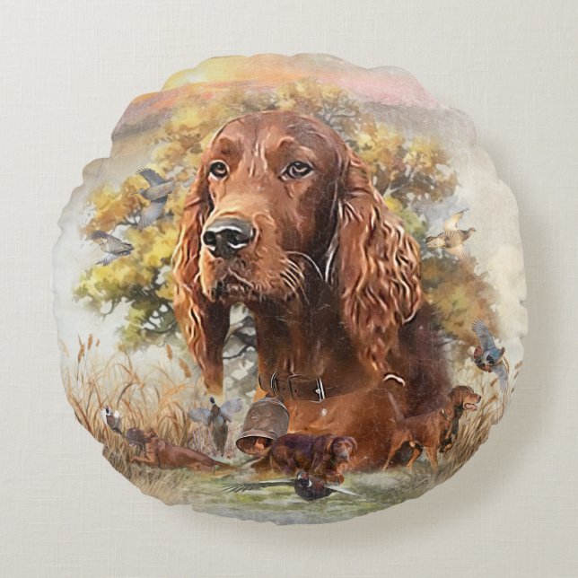 Irish Setter - Ultimate Upland Bird Dog Round Cushion (Front)