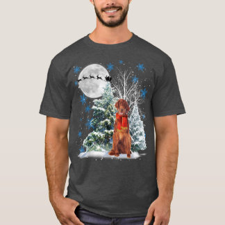 Irish Setter Under Moonlight Snow Christmas Pajama T-Shirt