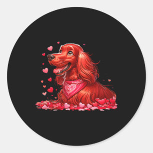 Irish Setter Valentine Hearts Dog Men Women Kids Classic Round Sticker