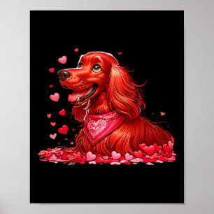 Irish Setter Valentine Hearts Dog Men Women Kids Poster