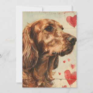 Irish setter vintage Valentine's Day Holiday Card
