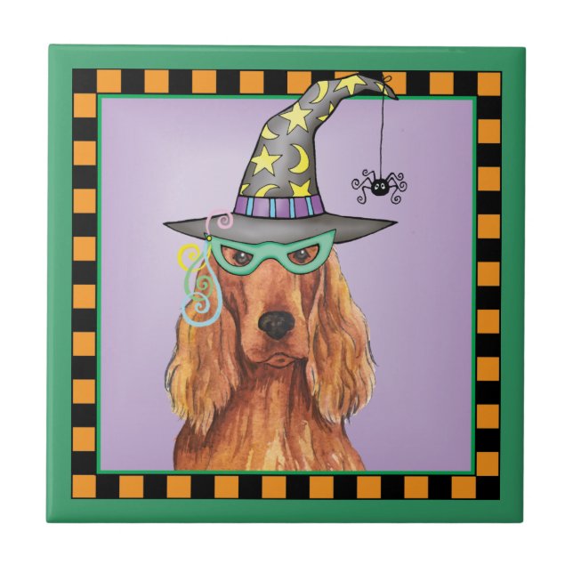 Irish Setter Witch Ceramic Tile (Front)