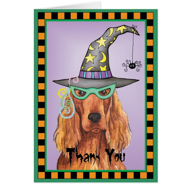 Irish Setter Witch Thank You Card (Front)