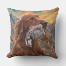 Irish Setter with Chukar Partridge ,Art 