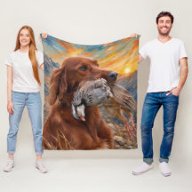 Irish Setter with Chukar Partridge ,Art 