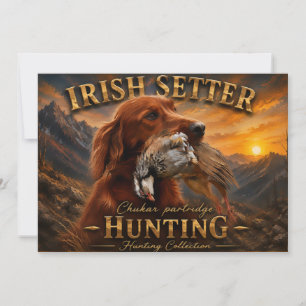 Irish Setter with Chukar Partridge ,Art Invitation