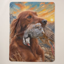 Irish Setter with Chukar Partridge ,Art 