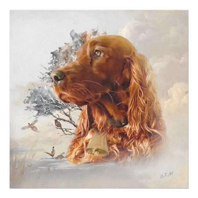 Irish setter with pheasant  photo print (Front)