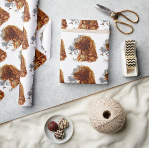 Irish setter with pheasant  wrapping paper