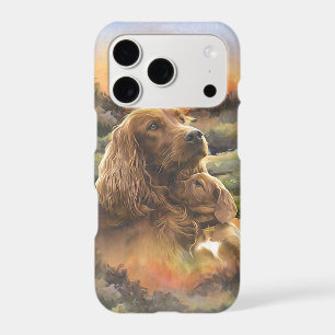 Irish setter with puppy