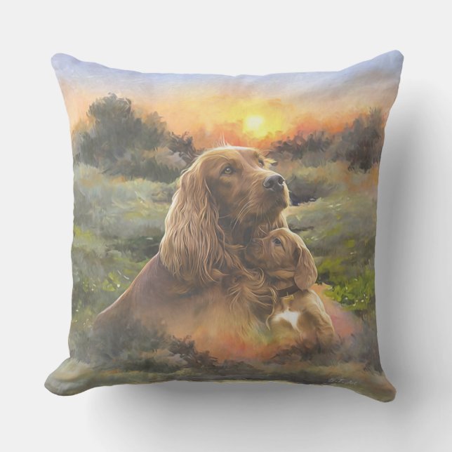 Irish setter with puppy cushion (Front)