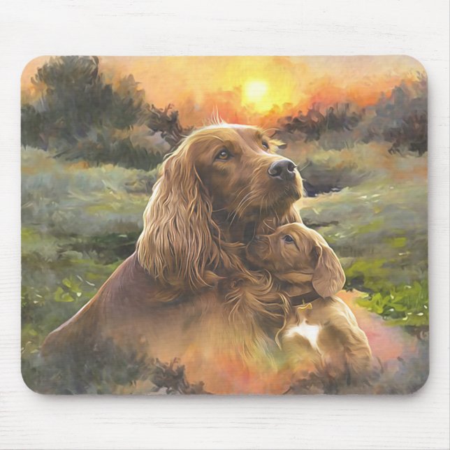 Irish setter with puppy mouse pad (Front)
