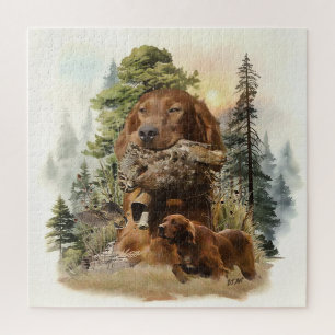 Irish Setter , Woodcock hunting, Art Jigsaw Puzzle