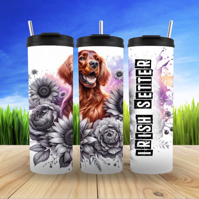 Irish Setter's Grayscale Garden Glee Thermal Tumbler (Creator Uploaded)