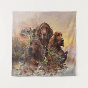  Irish Setters with Pheasants - Passion Hunt Tapestry