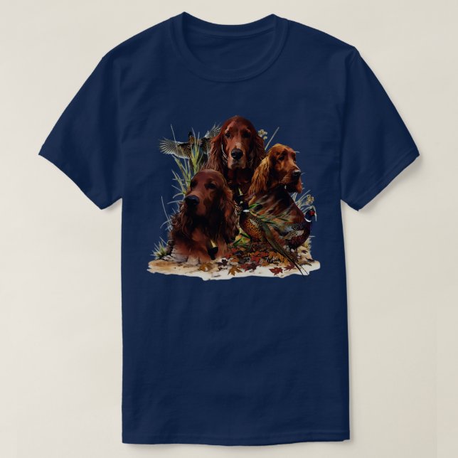 Irish Setters with Pheasants T-Shirt (Design Front)